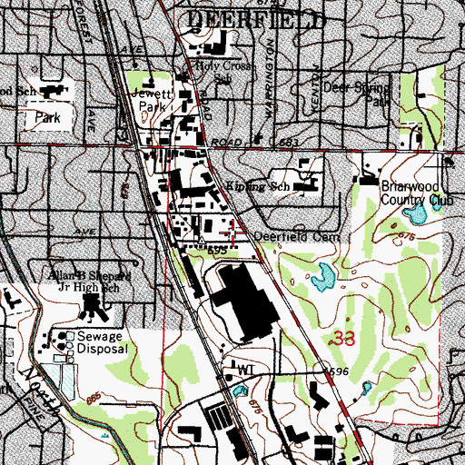 Topographic Map of Deerfield Cemetery, IL