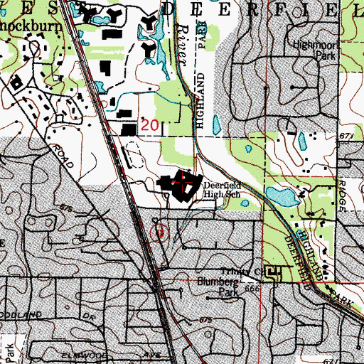 Topographic Map of Deerfield High School, IL