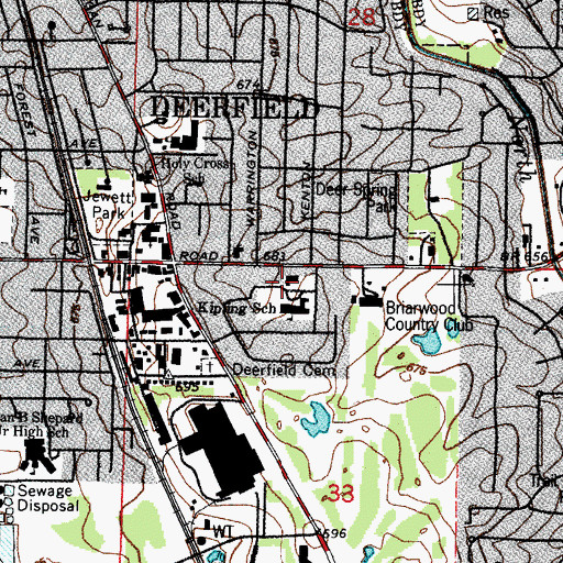 Topographic Map of Deerfield School, IL