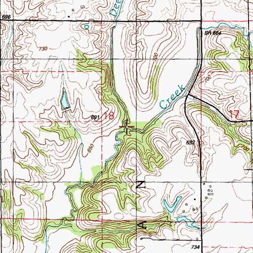 Topographic Map of Deerlick Branch, IL