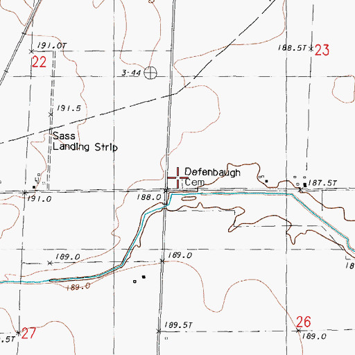 Topographic Map of Defenbaugh Cemetery, IL