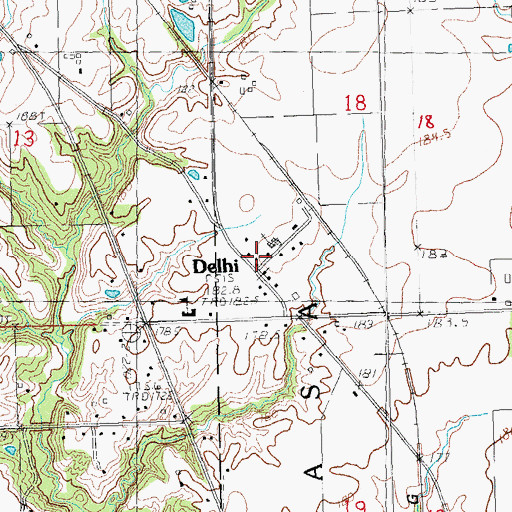 Topographic Map of Delhi, IL