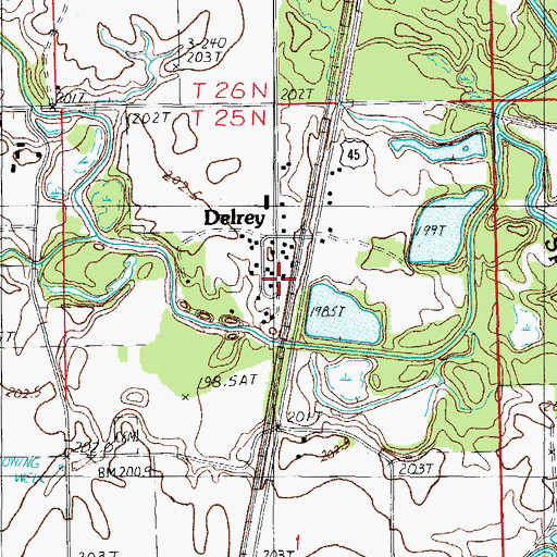 Topographic Map of Delrey, IL