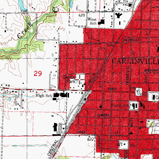 Topographic Map of Denby Park, IL