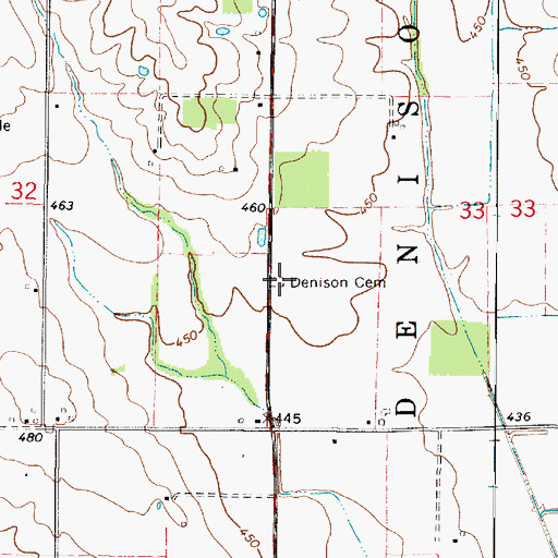 Topographic Map of Denison Cemetery, IL