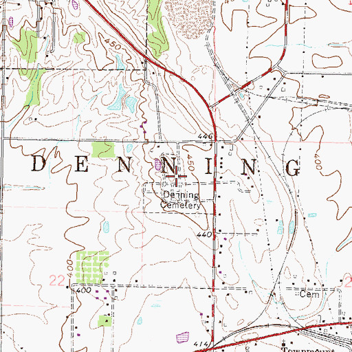 Topographic Map of Denning Cemetery, IL
