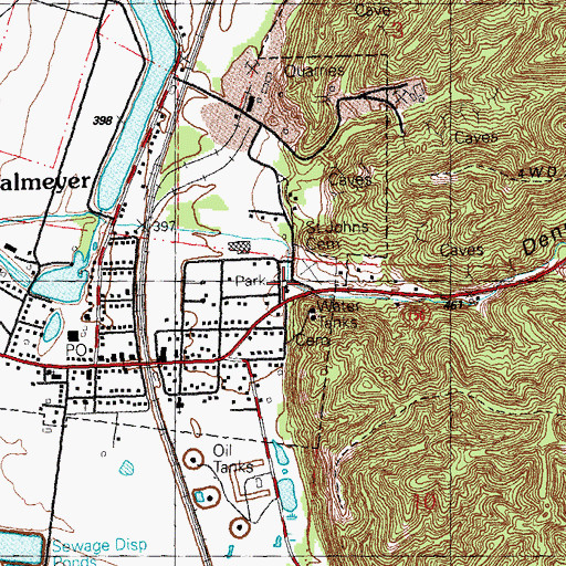 Topographic Map of Dennis Hollow, IL