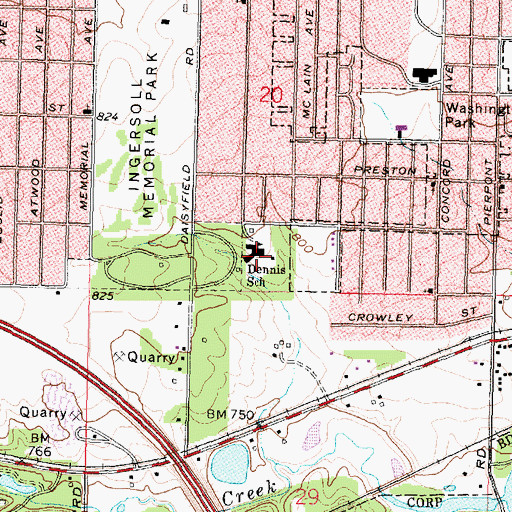 Topographic Map of Dennis Elementary School, IL