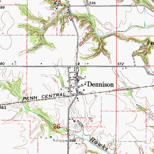 Topographic Map of Dennison, IL