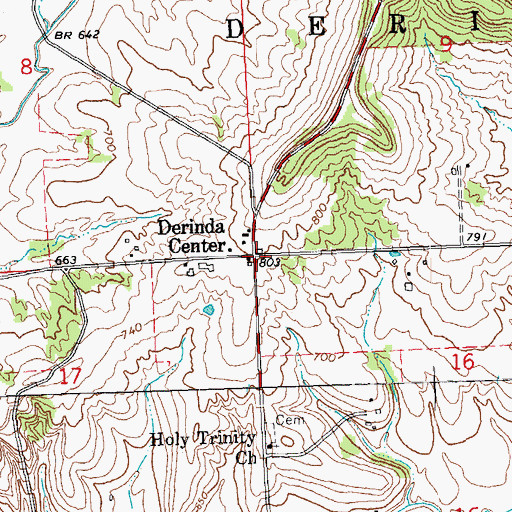 Topographic Map of Derinda Center, IL