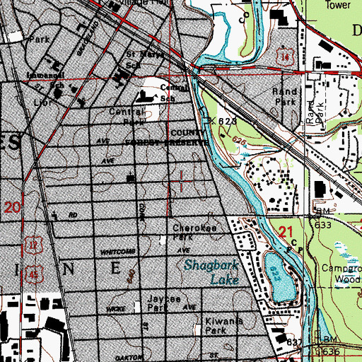 Topographic Map of Des Plaines, IL