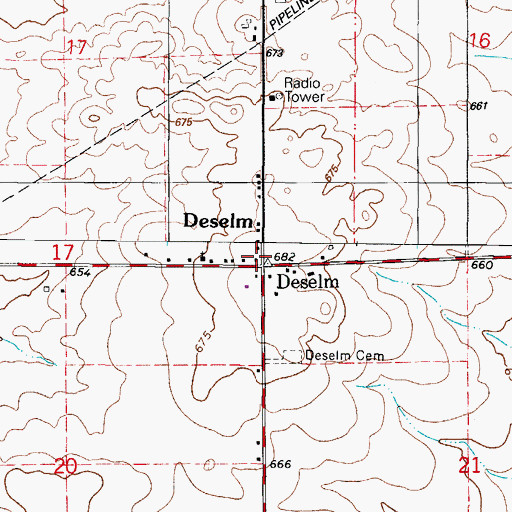 Topographic Map of Deselm, IL