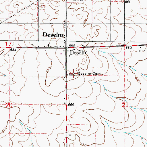Topographic Map of DeSelm Cemetery, IL