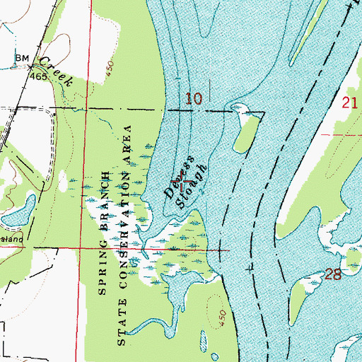 Topographic Map of Devess Slough, IL