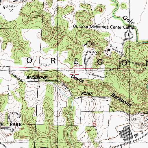 Topographic Map of Devils Backbone, IL