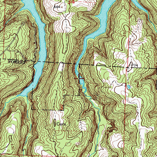 Topographic Map of Devils Kitchen Lake, IL