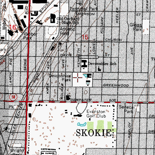 Topographic Map of Devonshire Park, IL