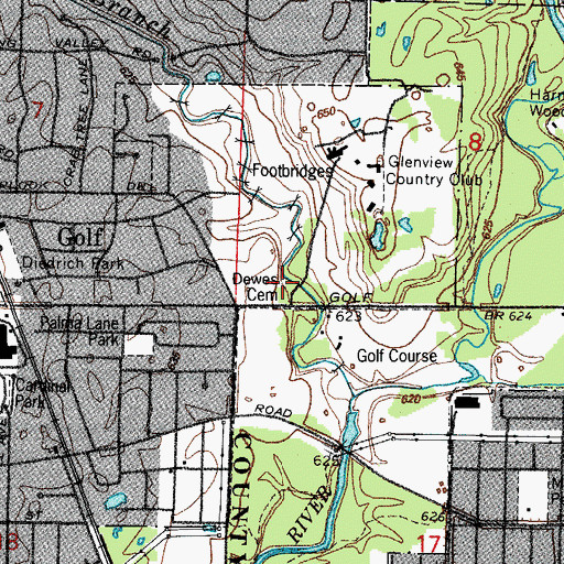 Topographic Map of Dewes Cemetery, IL