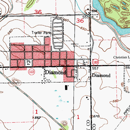Topographic Map of Diamond, IL