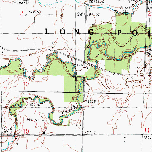Topographic Map of Diamond Creek, IL