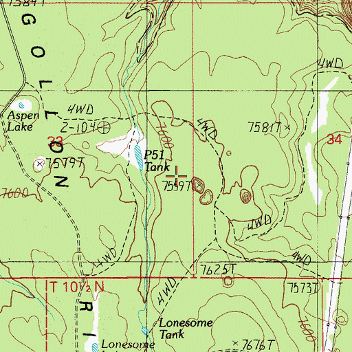 Topographic Map of P51 Tank, AZ
