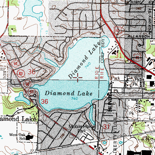 Topographic Map of Diamond Lake, IL