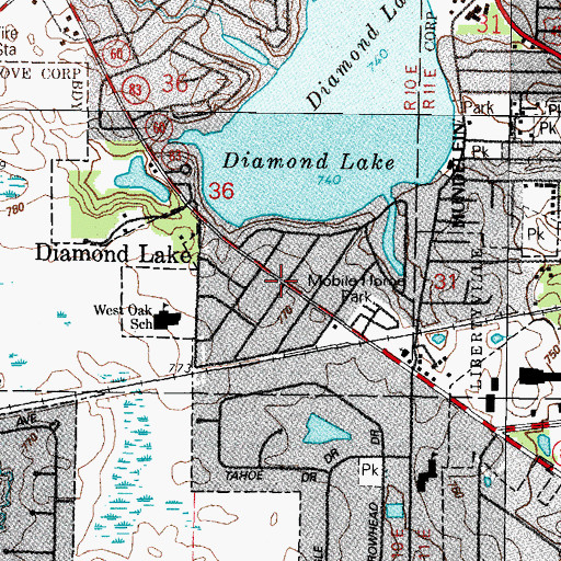 Topographic Map of Diamond Lake, IL