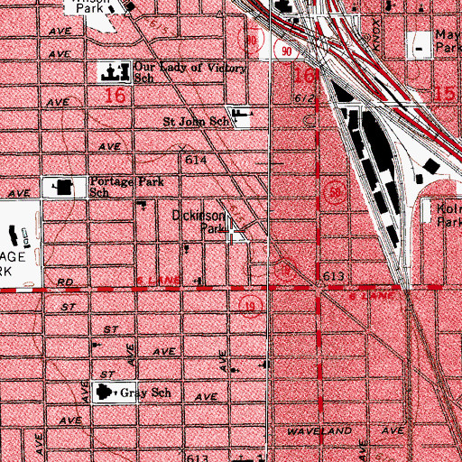 Topographic Map of Dickinson Park, IL