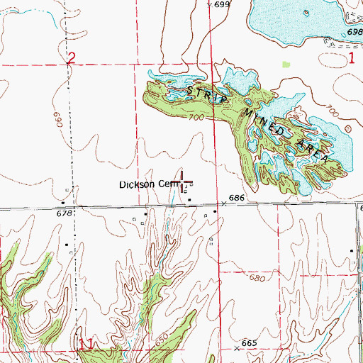 Topographic Map of Dickson Cemetery, IL