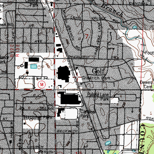 Topographic Map of Diedrich Park, IL