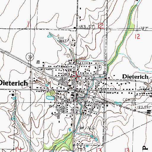 Topographic Map of Dieterich, IL