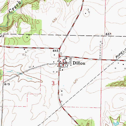 Topographic Map of Dillon, IL