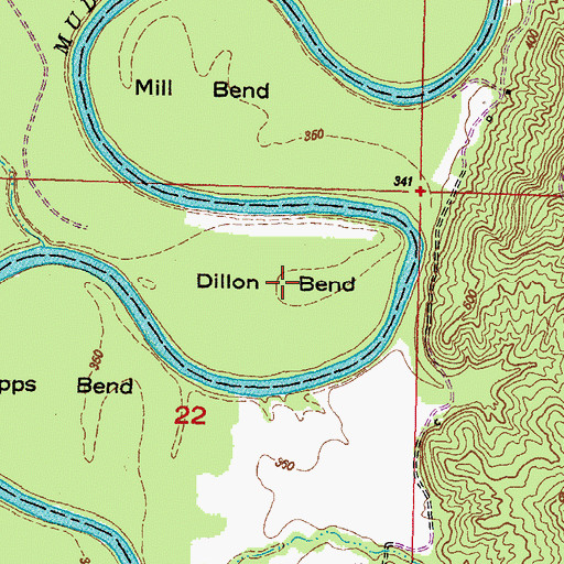 Topographic Map of Dillon Bend, IL