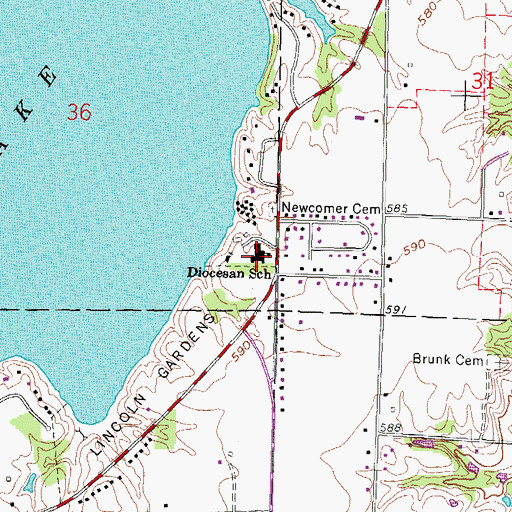 Topographic Map of Diocesan School, IL