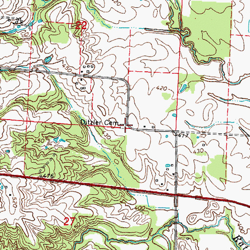Topographic Map of Ditzler Cemetery, IL