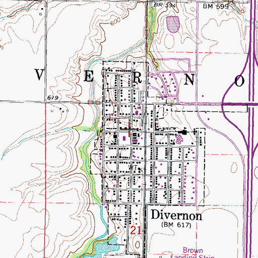 Topographic Map of Divernon, IL