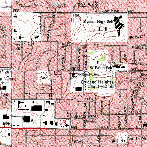 Topographic Map of Division Street Junior High School, IL