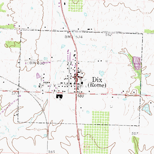 Topographic Map of Dix, IL