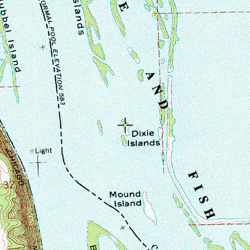 Topographic Map of Dixie Islands, IL