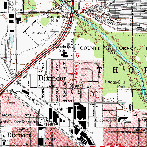 Topographic Map of Dixmoor, IL