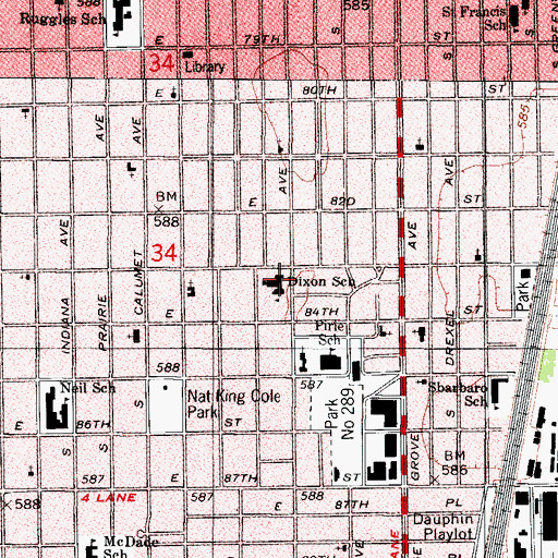 Topographic Map of Dixon Elementary School, IL