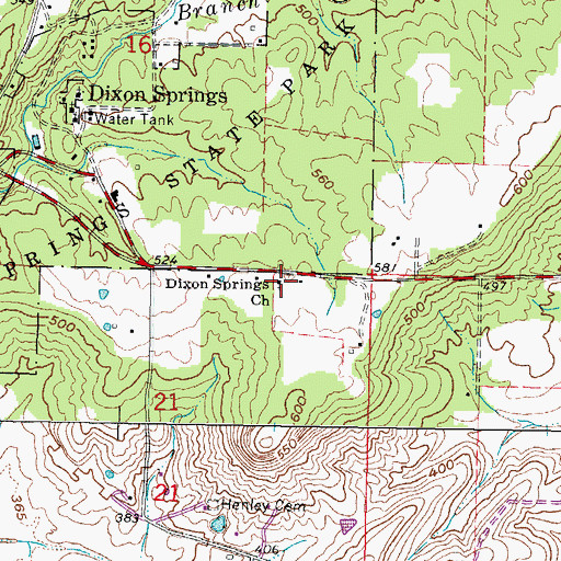 Topographic Map of Dixon Springs Church, IL