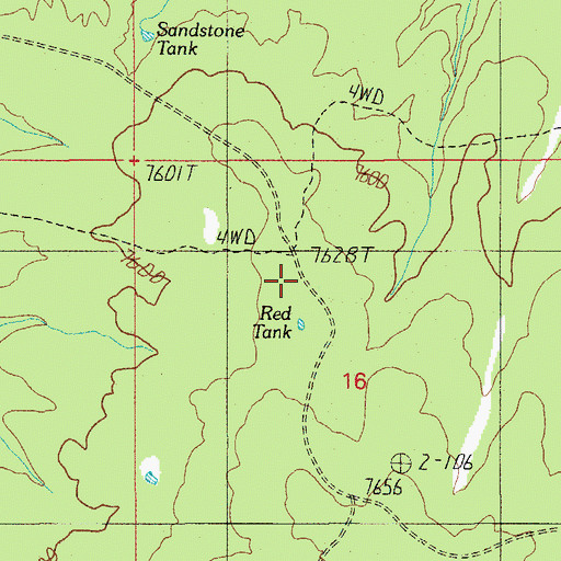Topographic Map of Red Tank, AZ