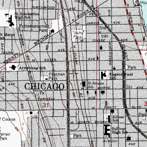 Topographic Map of Doctors Hospital (historical), IL