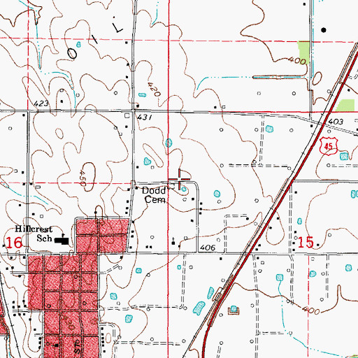 Topographic Map of Dodd Family Cemetery, IL