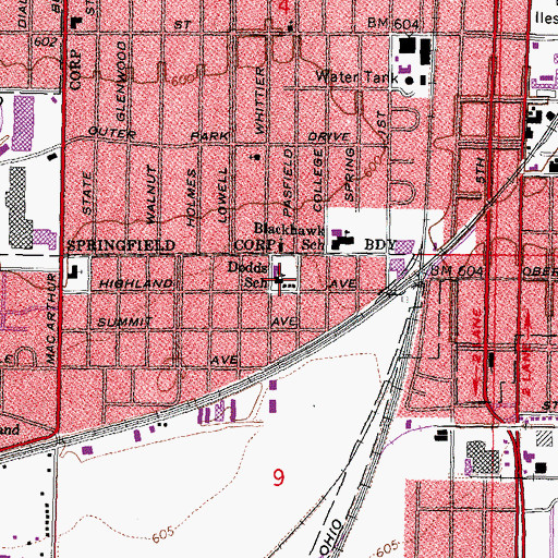 Topographic Map of Dodds School, IL
