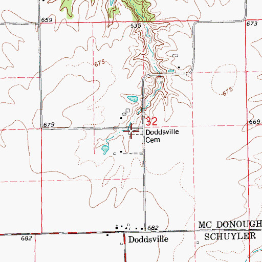 Topographic Map of Doddsville Cemetery, IL