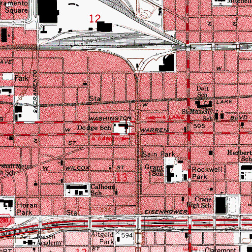 Topographic Map of Dodge Elementary School (historical), IL