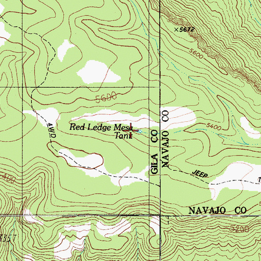 Topographic Map of Red Ledge Mesa Tank, AZ