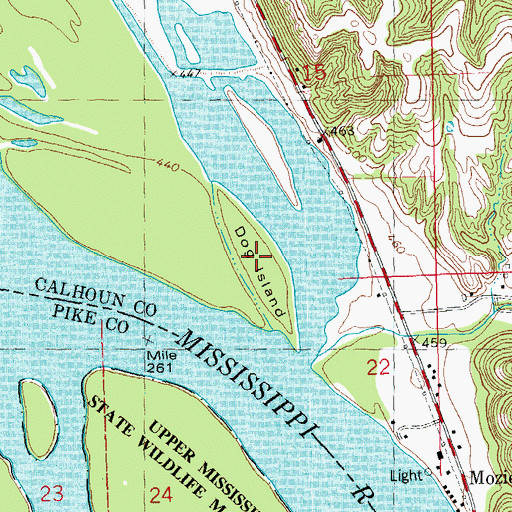 Topographic Map of Dog Island, IL